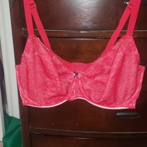 Pink lightly lined lace bra